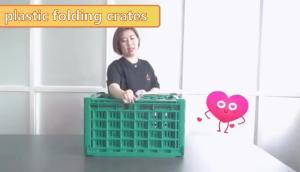 China Cheap plastic collapsible home storage container box bluecollapsible crate container door lock factory