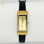 Womens Chic Quartz Watch 30mm Golden Dial Stainless Steel Case Quartz Watch