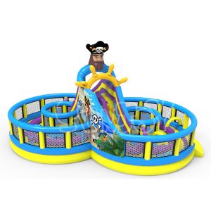 China Curve Eight Pirate Race Jumping Castle Inflatable Obstacle Course on sale