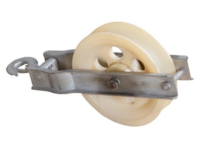 China 15-60 Kn Tower Erection Tools MC Nylon Sheave Single Conductor Pulleys factory