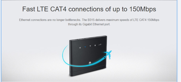 Huawei B315S-519 4G LTE 300 Mbps Mobile Wi-Fi Router Unlocked Version with VPN Server and Client Support