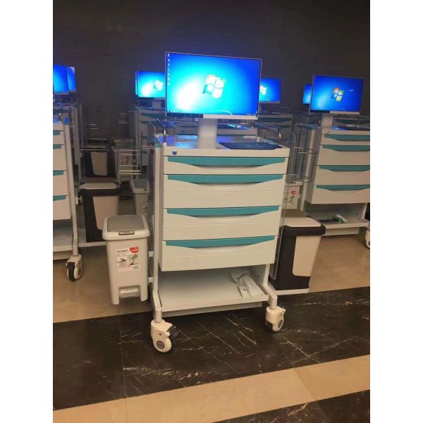 Hospital Medical Records Crash Cart ABS Emergency Medical Cart Trolley with Drawers Trolley Medical