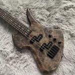 Custom 5 Strings Neck Through Body Burl Maple Top Special Body Electric Bass
