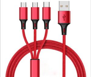 China Fast Charging CE 3 in 1 USB Data Cable For Android Phone 120cm factory