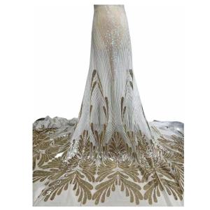 China Fancy Sequin Embroidery Mesh French African Lace Fabric for Formal Dress Abaya Dubai factory