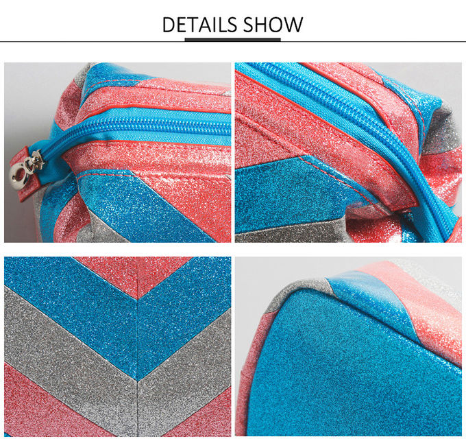 New Arrival Multi-Functional Portable Glitter PU Beauty Zipper Makeup Bag