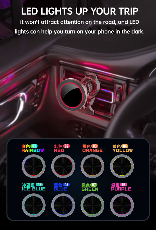 Ultra Small Diameter Magnetic Wireless Car Charger With Aluminium Alloy Texture And One Hand Operation For Automotive