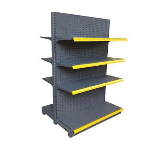 China Factory Custom Size Color Logo Double-sided frosted gray supermarket shelves gondola rack factory