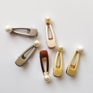 China Gold small metal hair clips for thick hair clutcher Geometric pearl hair claw 5.2x1.5cm factory