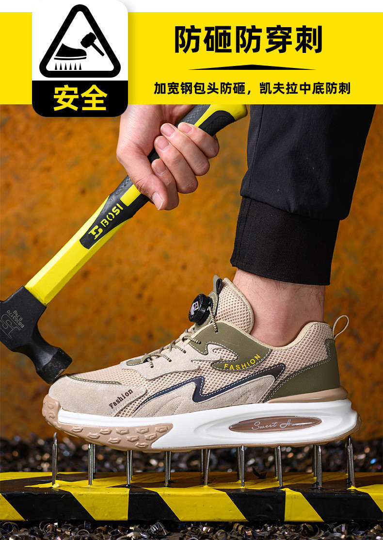 Unisex Safety Shoes with Air Cushion Sole and Kevlar Midsole Flying Knit Industrial Work Shoes