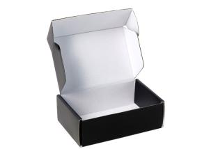 China Matte Black Printing Custom Gift Boxes With White E - Flute Corrugated Paper factory