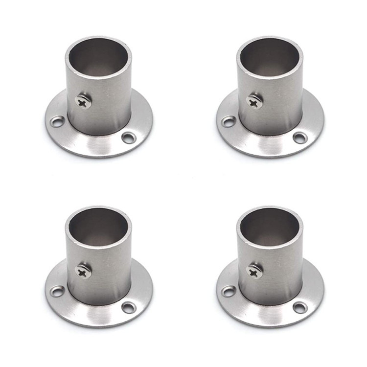 Stainless Steel Closet Rod Flange Set Socket Die Casting Wardrobe Shower Curtain Rod Bracket