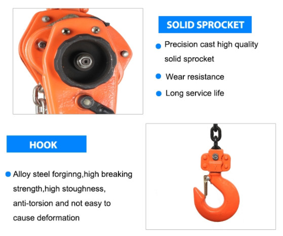 Caged Roller Bearing Gear Rotation 3T 1.5m Manual Chain Hoist