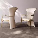 Light Luxury Premium Leather Chair Stainless Steel Modern Minimalist Dining