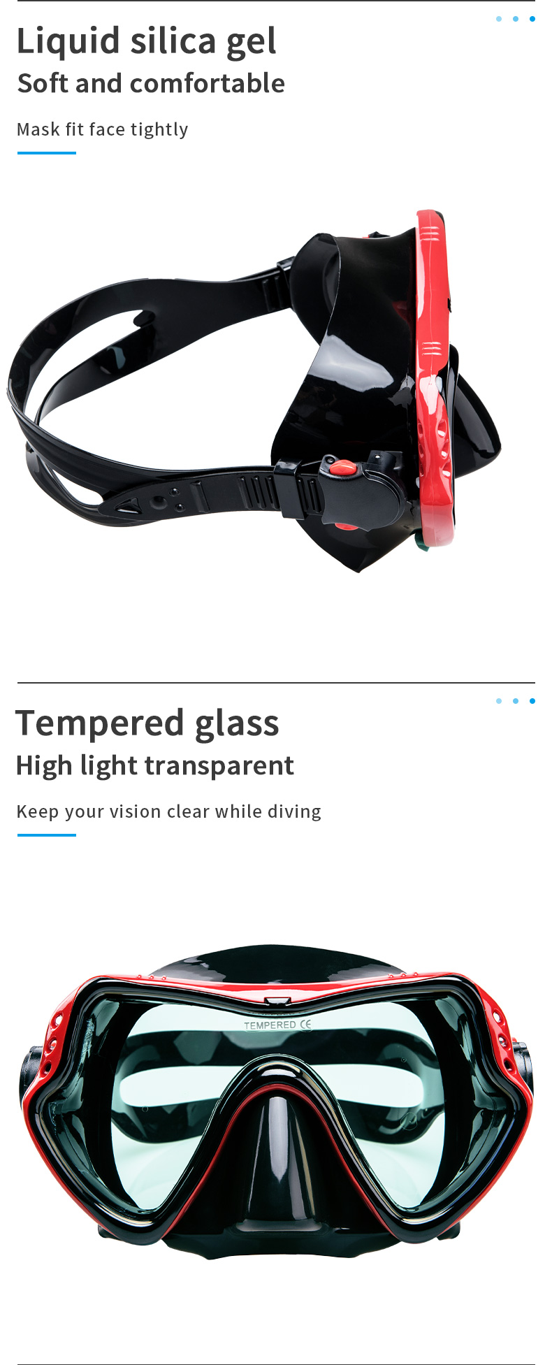 Tempered Glass Lens Diving Mask Junior Snorkel Set Silicone PC PVC