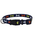 Adjustalbe 1 Inch Dog Bone Pattern Pet Training Nylon Collar Neck 14"-22"