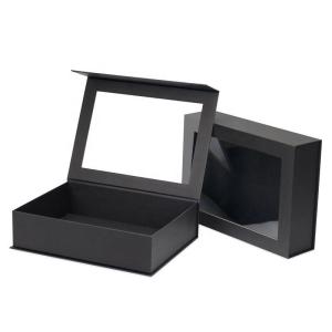 China Custom Flip Top PVC Window Paper Packaging Large Magnetic Closure Gift Box with Clear Lid Window factory