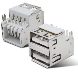 Sinking PCB Dual USB Female Connector Type A 90 Degree DIP Socket Solder