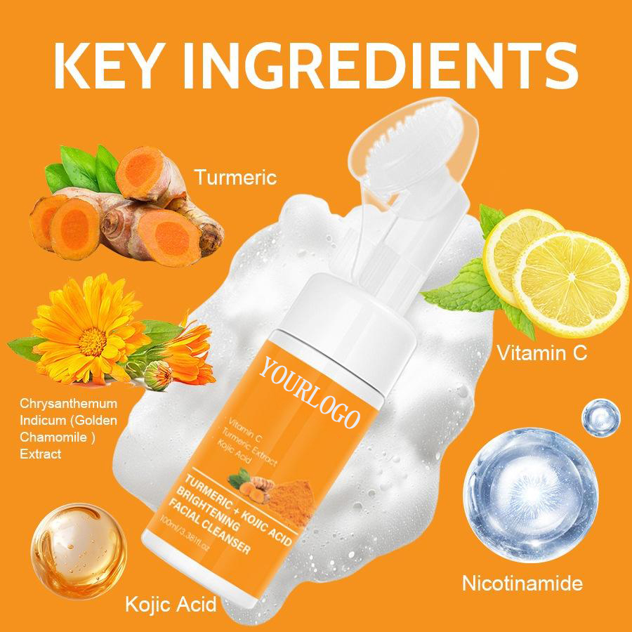 Custom Personal Label Turmeric Cleanser Oil Control Cleansing Cleanser Moisturizing and BrighTening Skin Cleansing Mousse