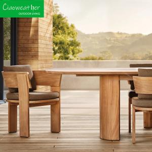 China Wooden Furniture Garden Furniture Dining Set Solid Wood Teak Courtyard Dining Armchair Wood Side Chair for Garden Dining factory