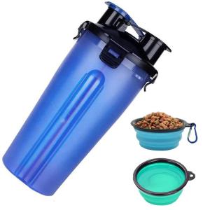 China OEM ODM Portable Food 2 In 1 Dog Water Bottle with Collapsible Dog Bowls factory