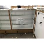 20mm MDF Mobile Phone Display Showcase 3pcs Storages Tempered Glass Top