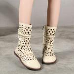 S147 Factory retro literary leather high-top boots Guangzhou women's shoes round