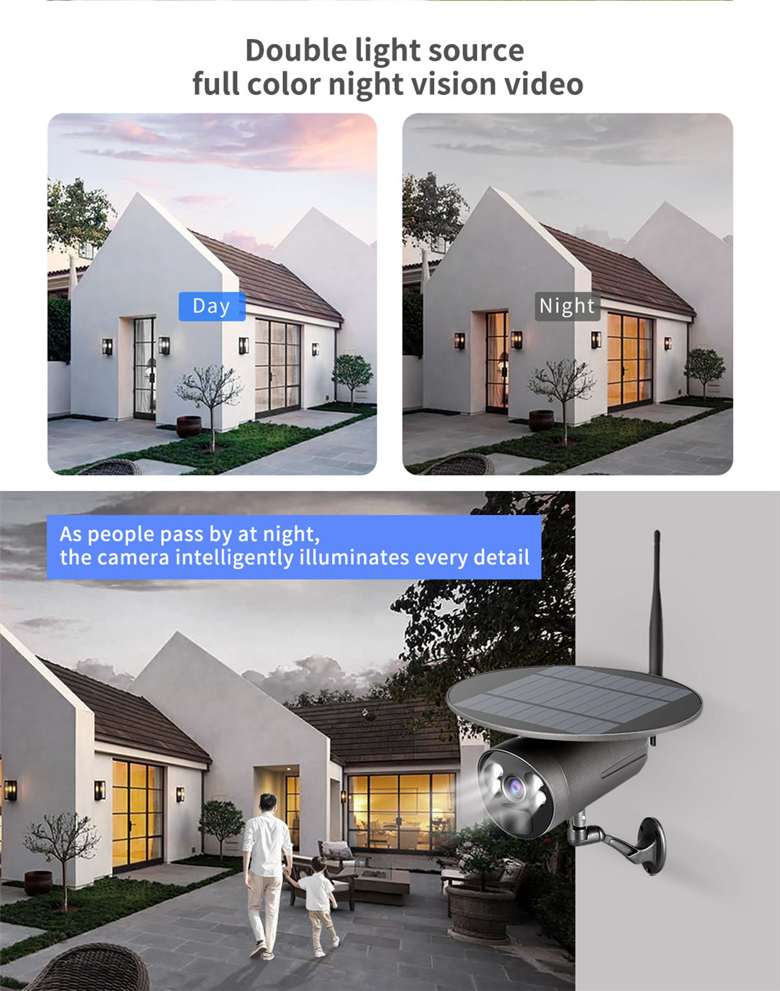 STG-3L Factory low price Outdoor Produced HD 1080P Smart Home Pir Detection Low Power Consumption Battery Solar Camera