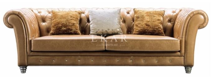 Classic Solid Wood 3 Seater Chesterfield Sofa for Hotel MKBN-KS3301-003