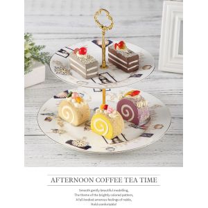 China CE Two Tier Cake Stand 20.5cm Porcelain Serving Set on sale