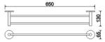 650mm Double Bathroom Towel Bars Rack SUS304 Wall Mount Polished Finish