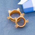 Cute Cat Style Piercing Tunnel Plug Earrings Rose Gold Plated 5mm