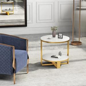China Italian Minimalist Stainless Steel Marble Circular Sofa Edge Table factory