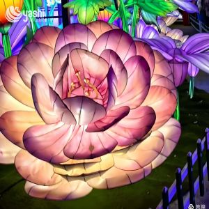 Traditional Chinese Festival Lanterns Set - Peony Decorative Colored & LED Silk