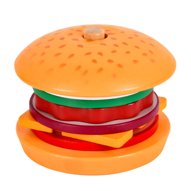 CPC CE Simulation Wooden Hamburger Sandwich Set Unisex Toy for Ages 0 to 24 Months