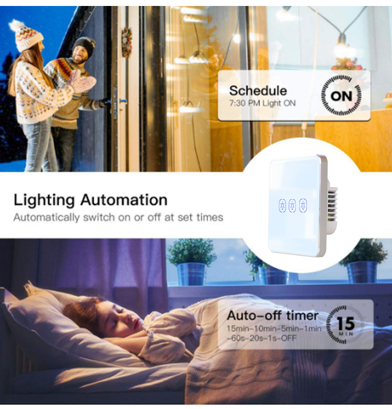 WiFi 240V 2 Gang Tuya Smart Switch With Google Alexa Voice Control