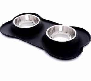 China Silicone Pet Dog Stainless Steel Cat Bowl Meal Pad Portable factory