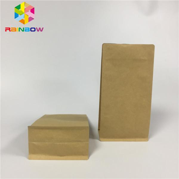 Flat Bottom Snack Bag Packaging Custom Print Kraft Paper Aluminum Foil Zipper Top