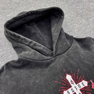 OEM / ODM Custom Screen Printing No String Pullover Hoodie Acid Washed Vintage