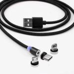 LED Magnetic Charging Cables Safe Use For Lightning Type C Micro USB