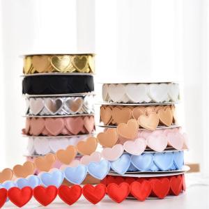 China 1.5cm*9m 2.5cm*9m Heart Shape Valentine's Day Polyester Gift Ribbon For Luxury Gift Packaging factory