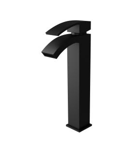 China High Rise Basin Mixer Faucet Black Morden Style For Bathroom factory