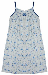 China Ladies Cotton Jersey Floral Printed Strap Nightdress Sleepwear with Coloured Band factory