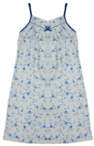 Ladies Cotton Jersey Floral Printed Strap Nightdress Sleepwear with Coloured