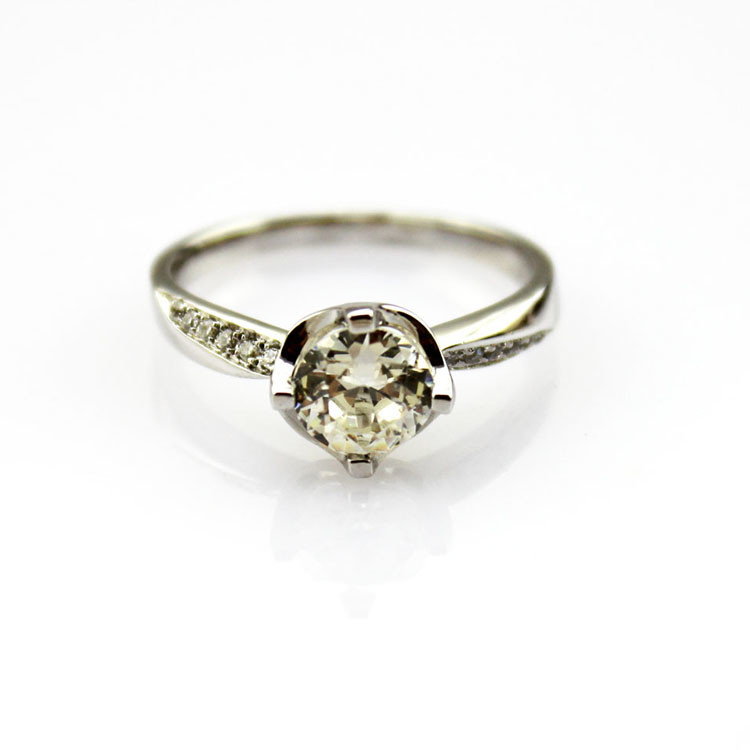 Sterling Silver Pave CZ Diamonds Engagement Ring (AA007)