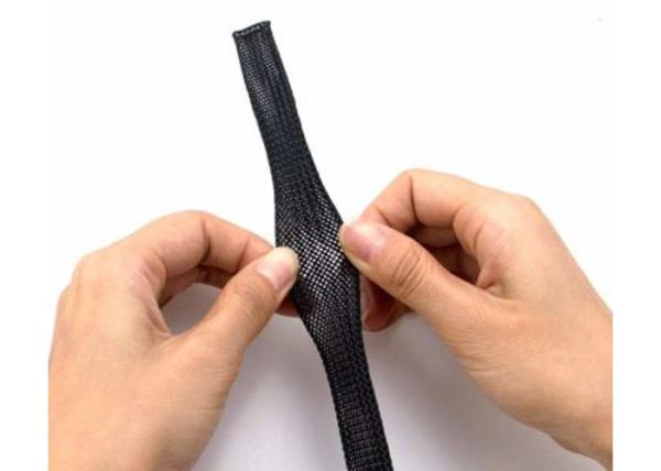 Expandable PET / Nylon / Cotton / Tinned Copper Braided Sleeving For Cable