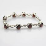 Women Jewelry 925 Silver Created 7x9mm Oval Garnet Cubic Zircon Tennis Bracelet