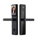 Black Peephole Camera Smart Fingerprint Door Lock Tuya Biometric Code Card
