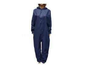 China Dark Blue Disposable Isolation Gown , Disposable Protective Coverall With Hood factory