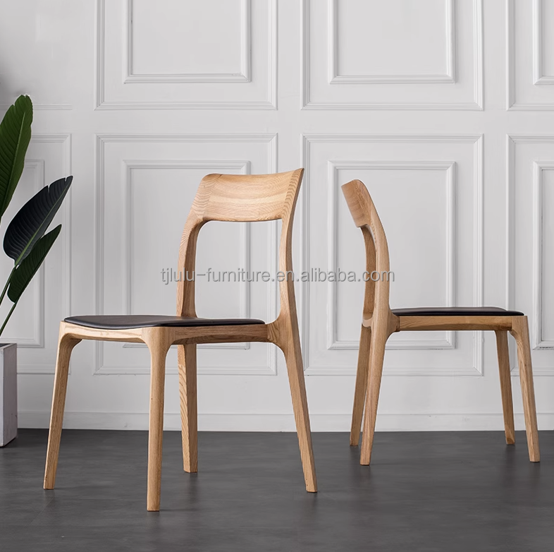 Nordic Stackable Wood Dining Chair for Hotel Restaurant General Home Furniture Mail Packing N